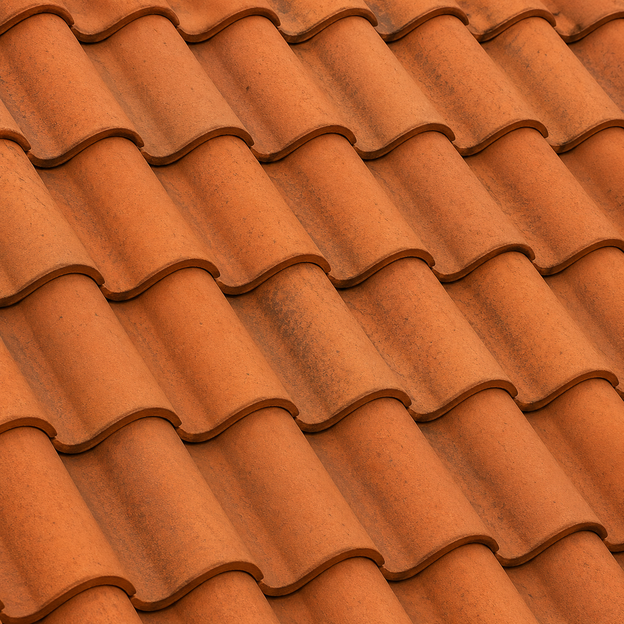 Close-up of clay roof tiles